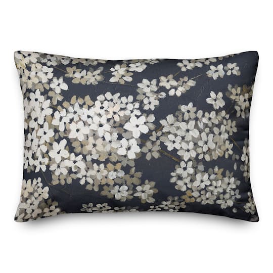 Navy &#x26; White Blossoms Indoor/Outdoor Pillow